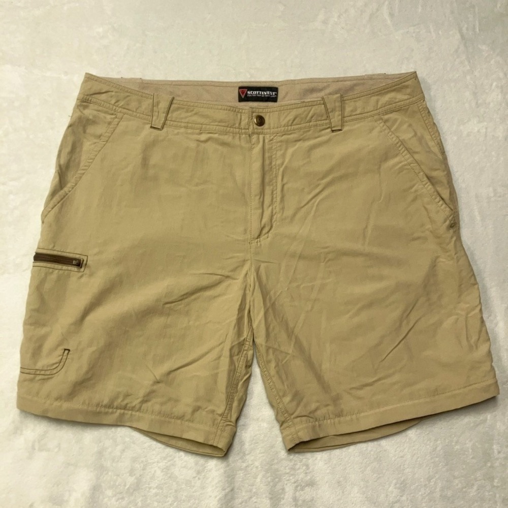 SCOTTeVEST Shorts Mens 40 Beige Tan TEC 8 Pockets Nylon Outdoor‎ Hiking Tactical